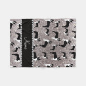 Aangepaste naam zilverglitter boston shiier fleece deken (Voorkant (Horizontaal))