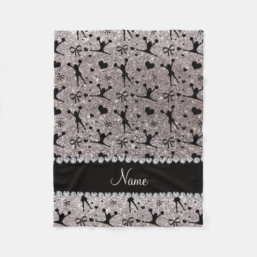 Aangepaste naam zilverglitter cheerlead fleece deken (Voorkant)