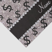 Aangepaste naam zilverglitter-dollartekens tissuepapier (Detail)