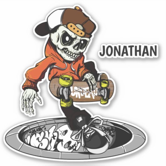 Aangepaste naam Zombie Skater Sticker (Voorkant)