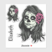 Aangepaste naam Zombie Vrouw Sticker (Vel)