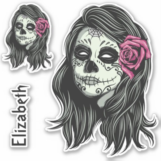 Aangepaste naam Zombie Vrouw Sticker (Voorkant)