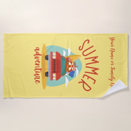 Aangepaste naam zomeravontuurvakantie strandlaken (Voorkant)