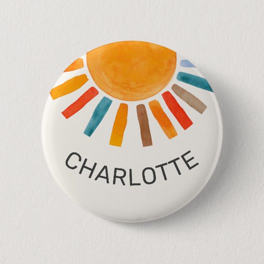 Aangepaste naam Zon Ronde Button 5,7 Cm (Voorkant)