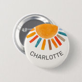 Aangepaste naam Zon Ronde Button 5,7 Cm (Voorkant /achterkant)