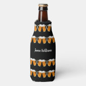 Aangepaste naam zwart bier patroon gepersonaliseer flesjeskoeler (Fles Voorkant)