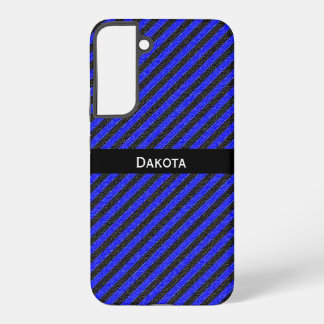 Aangepaste naam zwart & blauw gestructureerde diag samsung galaxy hoesje
