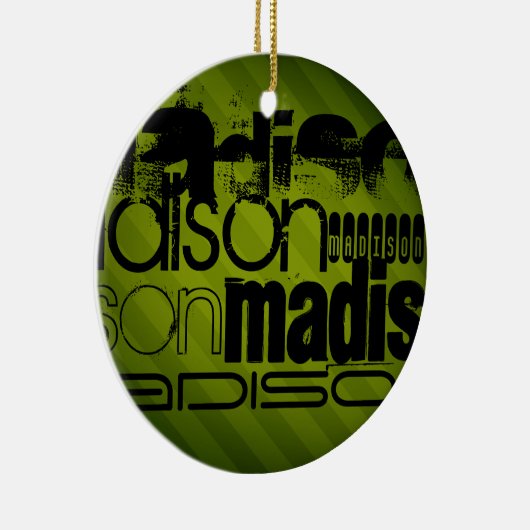 Aangepaste naam, zwart en olijfgroen keramisch ornament (Rechts)