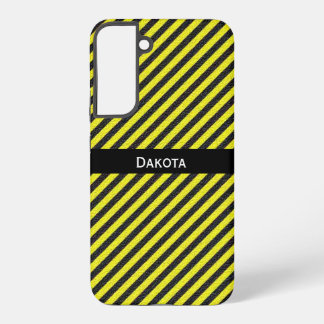 Aangepaste naam zwart geel gestructureerde diagona samsung galaxy hoesje