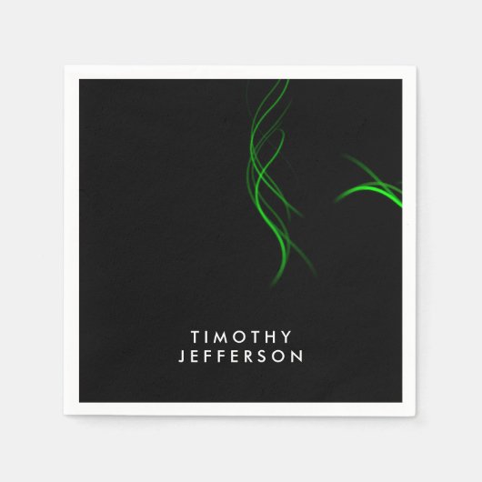 Aangepaste naam Zwart Groen Curves Elegant Modern Servet (Voorkant)