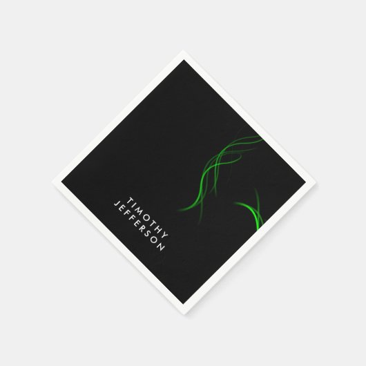 Aangepaste naam Zwart Groen Curves Elegant Modern Servet (Hoek)