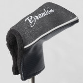 Aangepaste naam zwart leder golfheadcover (3/4 voorkant)