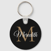 Aangepaste naam zwart monogramhandschrift handschr sleutelhanger (Achterkant)