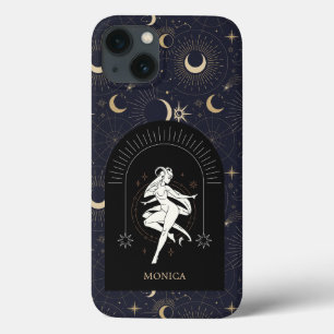 Aangepaste naam Zwart Mystic Zodiac Ram iPhone 13 Hoesje