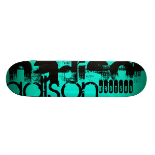 Aangepaste naam; Zwart & Neon Aqua Turquoise Skateboard