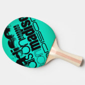 Aangepaste naam; Zwart & Neon Aqua Turquoise Tafeltennisbatje (Zijkant)