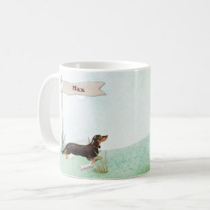 Aangepaste naam zwart & Tan Dachshund Pet Dog Koffiemok