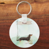 Aangepaste naam zwart & Tan Dachshund Pet Dog Sleutelhanger (Voorkant)