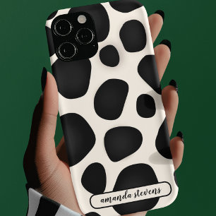 Aangepaste naam Zwart Typografie Patroon Abstract iPhone 13 Pro Max Hoesje