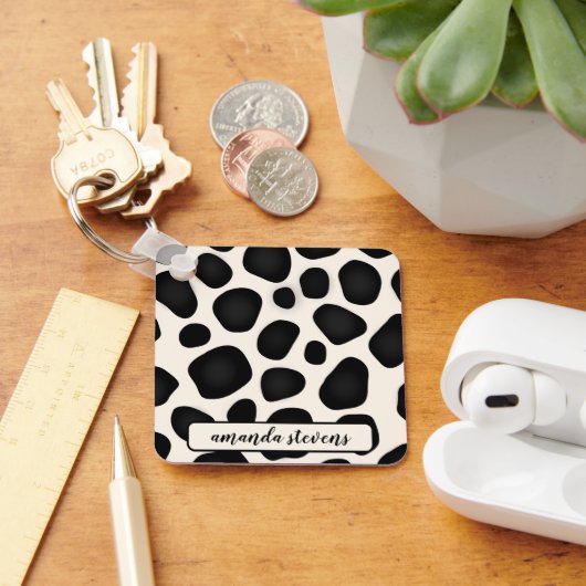 Aangepaste naam Zwart Typografie Patroon Abstract Sleutelhanger (Bureau)