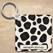 Aangepaste naam Zwart Typografie Patroon Abstract Sleutelhanger