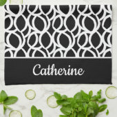 Aangepaste naam zwart-wit Abstract patroon Theedoek (Gevouwen)