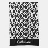 Aangepaste naam zwart-wit Abstract patroon Theedoek (Verticaal)