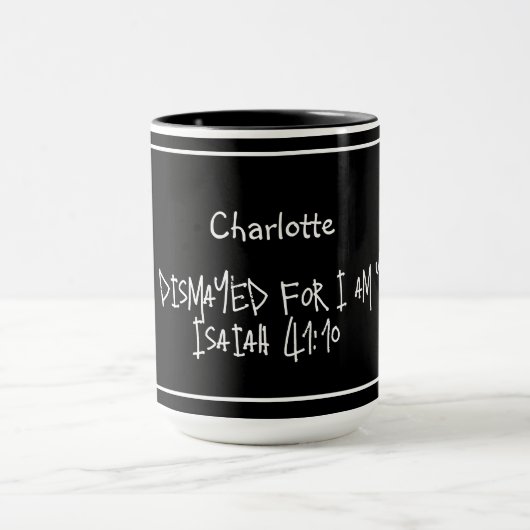 Aangepaste naam zwart & wit beker met bijbel vers mok (Midden)