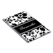 Aangepaste naam zwart-wit, Floral notebook Notitieboek (Rechterzijde)