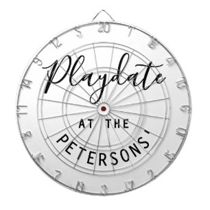 Aangepaste naam zwart wit minimalistische Playdate Dartbord