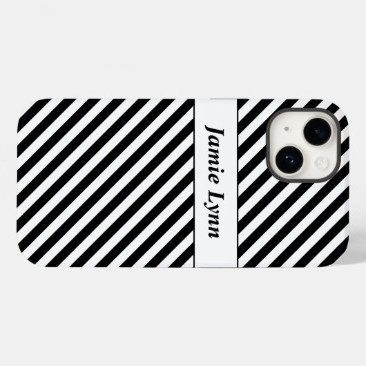 Aangepaste naam Zwart/Wit Strepen Case-Mate iPhone Case (Achterkant (horizontaal))