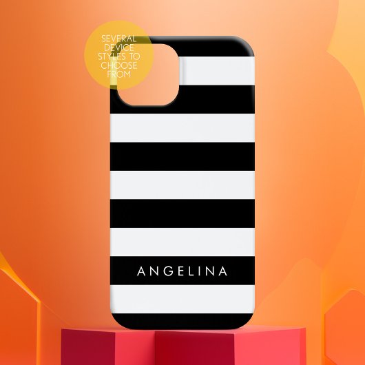Aangepaste naam zwart-wit Striped Patroon Case-Mate iPhone Case