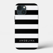 Aangepaste naam zwart-wit Striped Patroon Case-Mate iPhone Case (Achterkant)