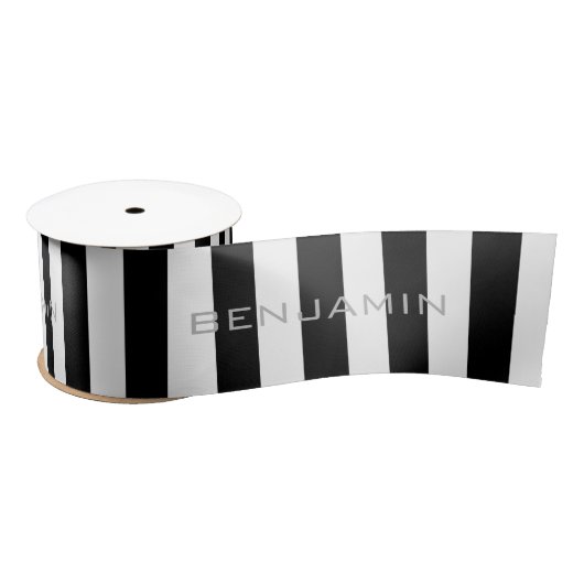 Aangepaste naam zwart-wit Striped Patroon Lint (Spoel)