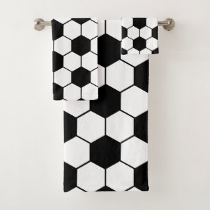 Aangepaste naam Zwart-wit Voetbal Bad Handdoek