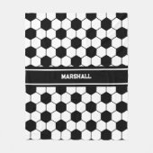 Aangepaste naam Zwart-wit Voetbal Fleece Deken (Voorkant)