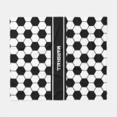 Aangepaste naam Zwart-wit Voetbal Fleece Deken (Voorkant (Horizontaal))