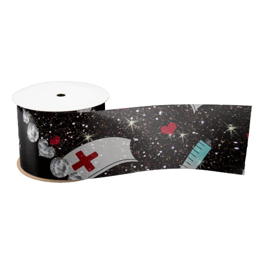 Aangepaste naam zwarte glitter verpleegster pet ha lint (Spoel)