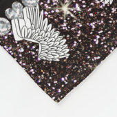 Aangepaste naam zwarte glitterengelvleugels fleece deken (Hoek)