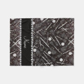 Aangepaste naam zwarte glitterlacrosse sticks fleece deken (Voorkant (Horizontaal))