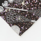 Aangepaste naam zwarte glitterlacrosse sticks fleece deken (Hoek)