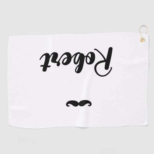 Aangepaste naam zwarte handlebar snor golfhanddoek (Horizontaal)
