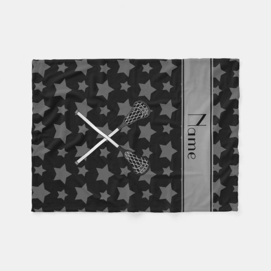Aangepaste naam zwarte lacrosse sterren fleece deken (Voorkant (Horizontaal))