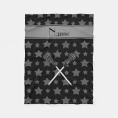 Aangepaste naam zwarte lacrosse sterren fleece deken (Voorkant)