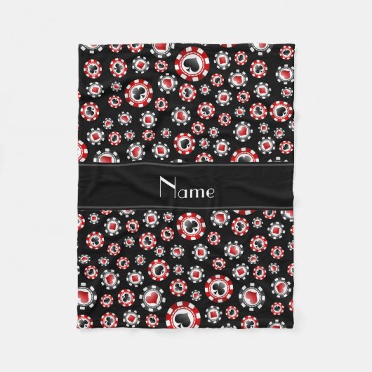 Aangepaste naam zwarte pokerchips fleece deken (Voorkant)