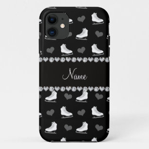 Aangepaste naam zwarte schaatsen en harten iPhone 11 hoesje