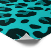 Aangepaste naam zwarte stippen met turquoise leopa poster (Hoek)