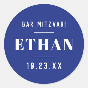 Aangepaste naambalk of BBT Mitzvah Modern Classic  Ronde Sticker