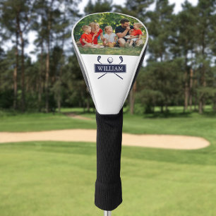 Aangepaste naamclubs en bal Navy Blue Foto Golfheadcover