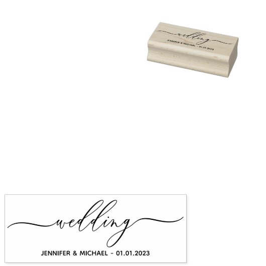 Aangepaste naamdatum Handtekening bruiloft Rubberstempel (Gestempeld)